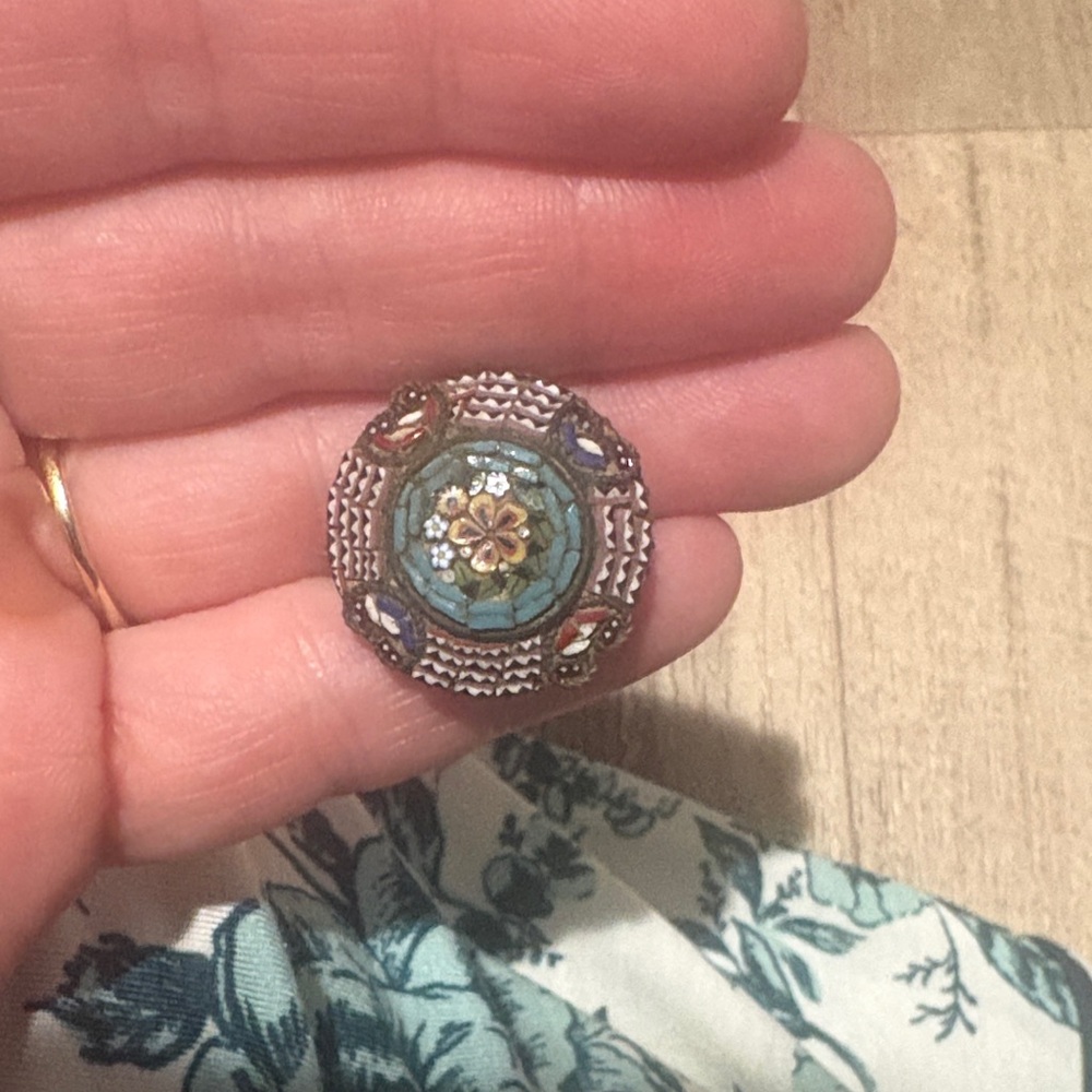 Vintage Floral Mosaic Brooch